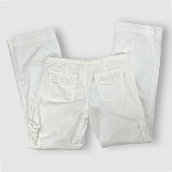 Y2k Old Navy White Eyelet Trim Cargo Pants Women’s Size 6 Regular Stretch - Picture 2 of 7